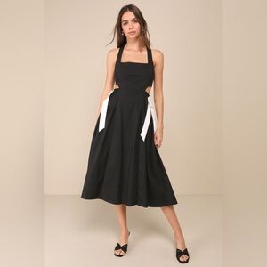 Lulu's Black and White Midi Dress